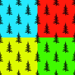 Obraz premium Pine tree seamless pattern set on colors backgrounds. Simple illustration of pine tree vector pattern for web eps