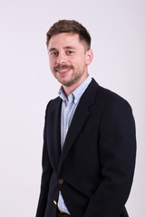 Businessman portrait on a young background smile