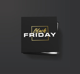 Realistic black shopping box with lettering Black Friday. Banner for black friday. Vector illustration. Isolated on white. Open black empty paper package or box