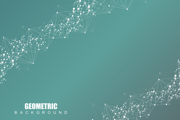 Structure molecule and communication. Dna, atom, neurons. Scientific concept for your design. Connected lines with dots. Medical, technology, chemistry, science background. Vector illustration.