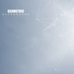 Geometric abstract background with connected line and dots. Structure molecule and communication. Scientific concept for your design. Medical, technology, science background. Vector illustration.