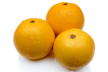 Oranges with leaf isolated on white.