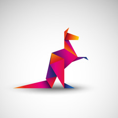 kangur origami wektor - obrazy, fototapety, plakaty