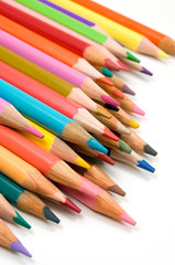 Fototapeta premium Tip of Colored Crayons on White Background