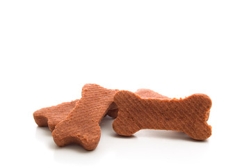 Dried Dog Treats Isolated on White Background