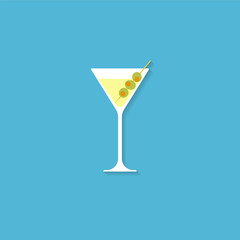 A glass for a martini. Illustration in flat style