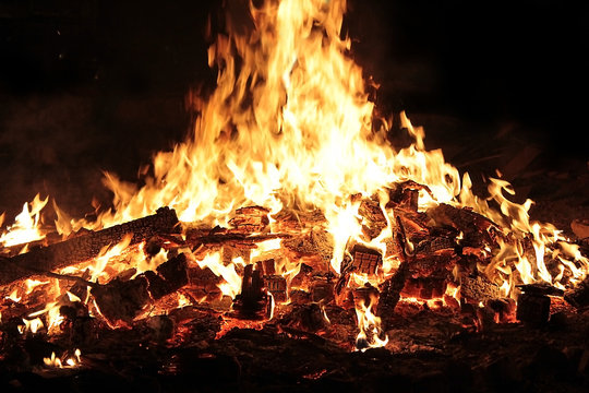 big bonfire at night