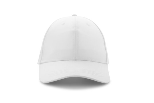 Baseball cap white templates, front views isolated on white background