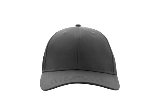 Baseball cap black templates, front views isolated on white background