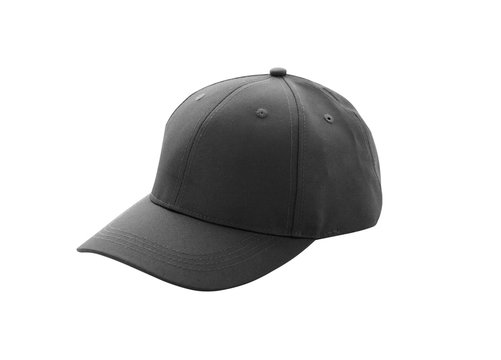 Baseball cap black templates, front views isolated on white background