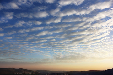 beautiful sunrise over Cana of Galilee, Israel
