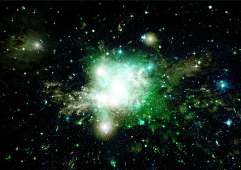 Fototapeta premium Gwiazdy, mgławica pyłu i gazu w dalekiej galaktyce