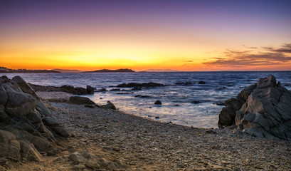Beach sunset in Mykonos, Greece