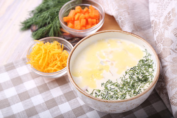 Cheese soup with vegetables