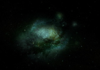 Stars, dust and gas nebula in a far galaxy