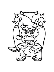 weihnachtsmann santa claus winter geschenke sack mütze fest weihnachten nikolaus hörner triceratops groß comic cartoon dinosaurier saurier dino