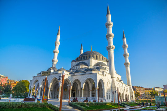 Melike Hatun Mosque view from Gençlik Park in Ankara,Turkey