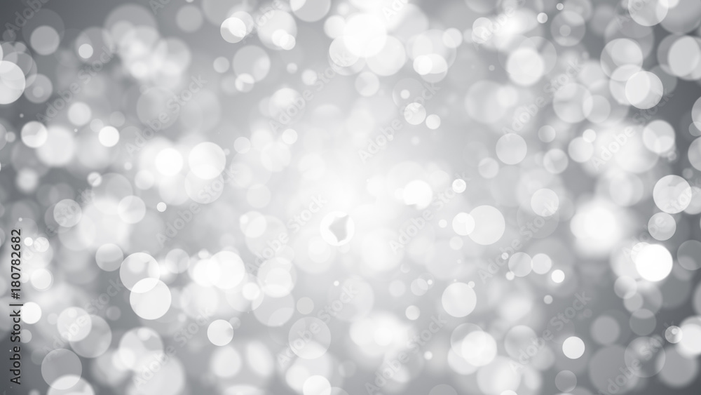 Poster abstract background with silver bokeh. 3d rendering