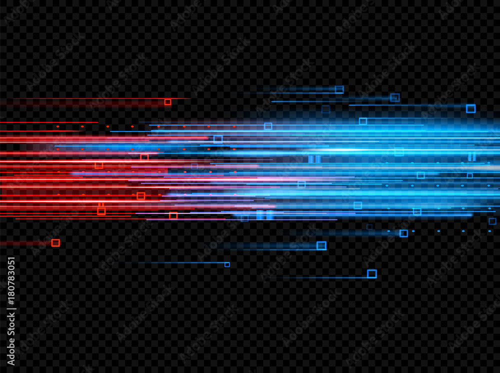 Poster Illuminated abstract digital neon lines of glowing particles. Laser light effect. Futuristic vector illustration of particles. Technological concept of information movement or data flow. Abstract