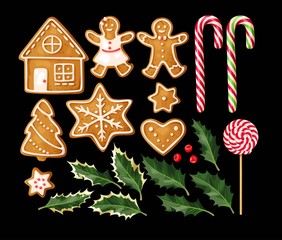 Set of gingerbread cookies