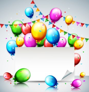 Vector illustration of Colorful Birthday Balloons and confetti with place for text