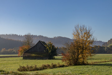 Old wooden barn in the German countryside
