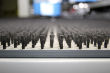 close up of cnc punching machine