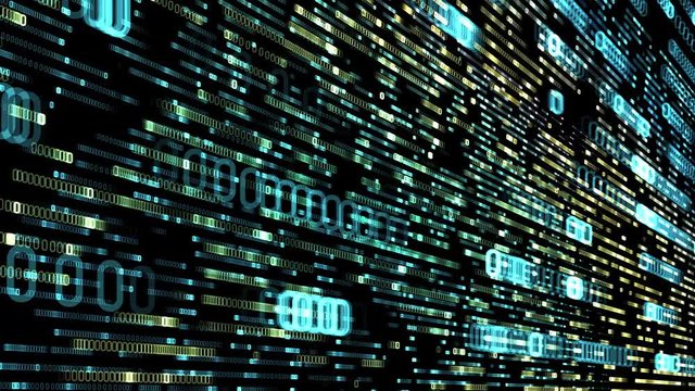 Bin&auml;re Zahlen Codes Bewegen sich im Raum eines Hackers