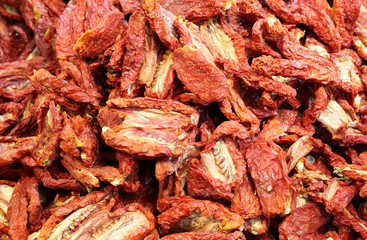 many red dried tomatoes