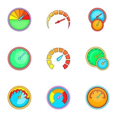 Measurement symbol icons set, cartoon style