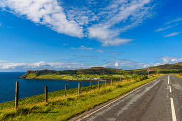 Fototapeta na wymiar Scottish road in the Isle of Skye