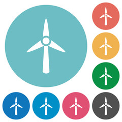 Wind turbine flat round icons