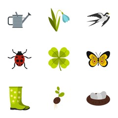 Garden maintenance icons set, flat style