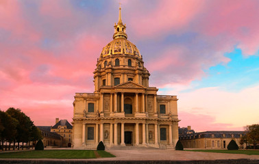 The cathedral of Saint Louis at sunset, Paris.