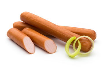 Fresh sausage isolated over white background.