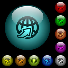 Worldwide icons in color illuminated glass buttons