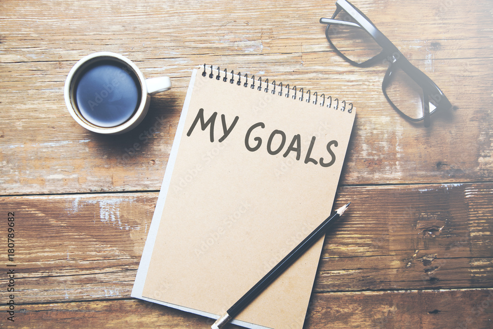 Poster my goals text on notepad