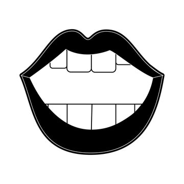 Mouth with teeths pop art icon vector illustration graphic design