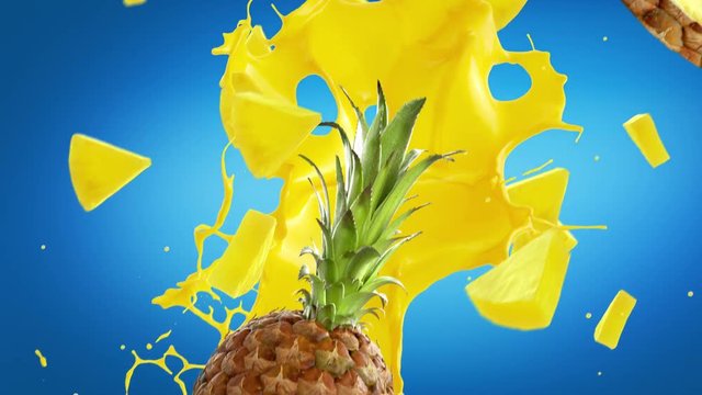 Pineapple Fresh on Blue Background