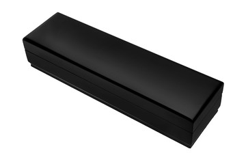 Fototapeta premium Black wooden box isolated on white