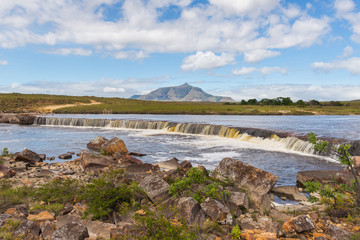 Yuck Rapids, and Wei Tepui mountain, in Canaima National Park, Venezuela