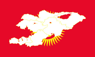 Map and flag of Kyrgyzstan