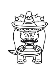 mustache schnurrbart mexikaner südamerika party musik feiern rasseln sombrero hut hörner triceratops groß comic cartoon dinosaurier saurier dino