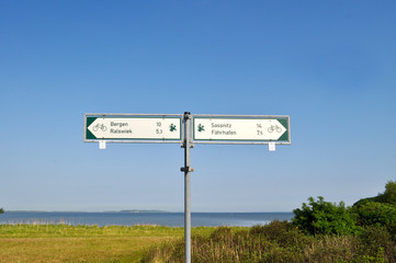 Wegweiser, Lietzow, Großer Jasmunder Bodden, Rügen