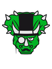 kopf gesicht sir herr gentlemen mustache schnurrbart zylinder hut monokel brille reich hörner triceratops groß comic cartoon dinosaurier saurier dino