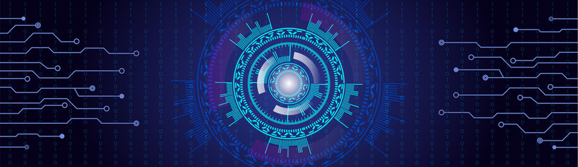 Velvet blue HUD background with lines and numbers. Head-up display. HUD UI interface © Iulia Ghimisli