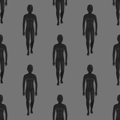 Vector dummy mannequin model poses male seamless pattern background female beautiful attractive sculpture plastic figure silhouette.