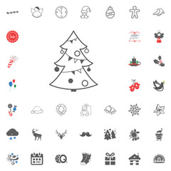 Merry Christmas and Happy New Year icon. Vector illustration.