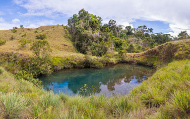 Natural blue pond in a creek located in Gran Sabana region, in south-eastern Venezuela