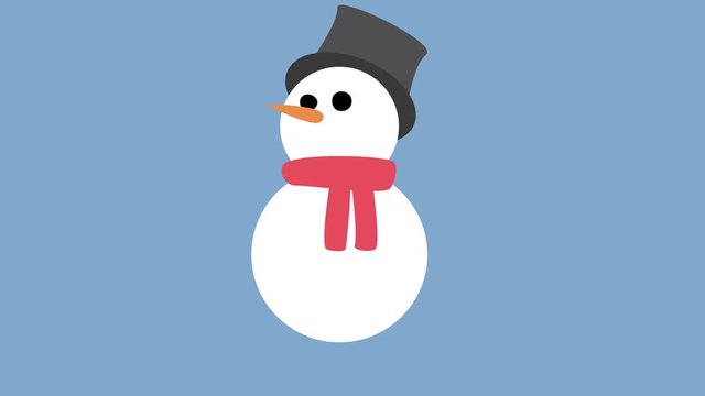 Festive christmas snowman appearing on off animation loop